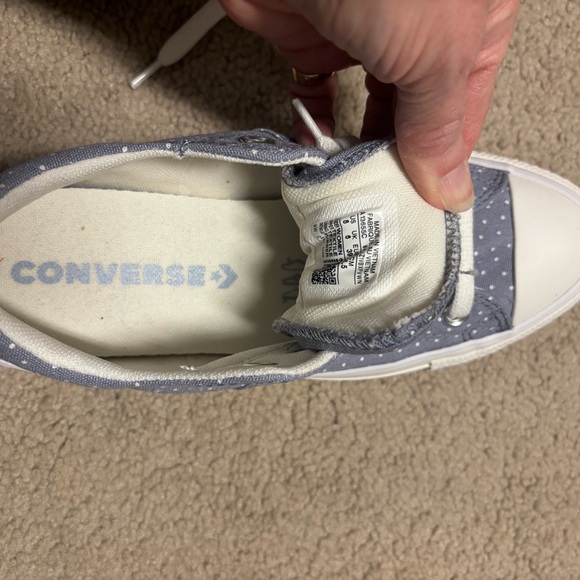 Converse Blue and White Polka Dot Sneakers - Picture 2 of 4